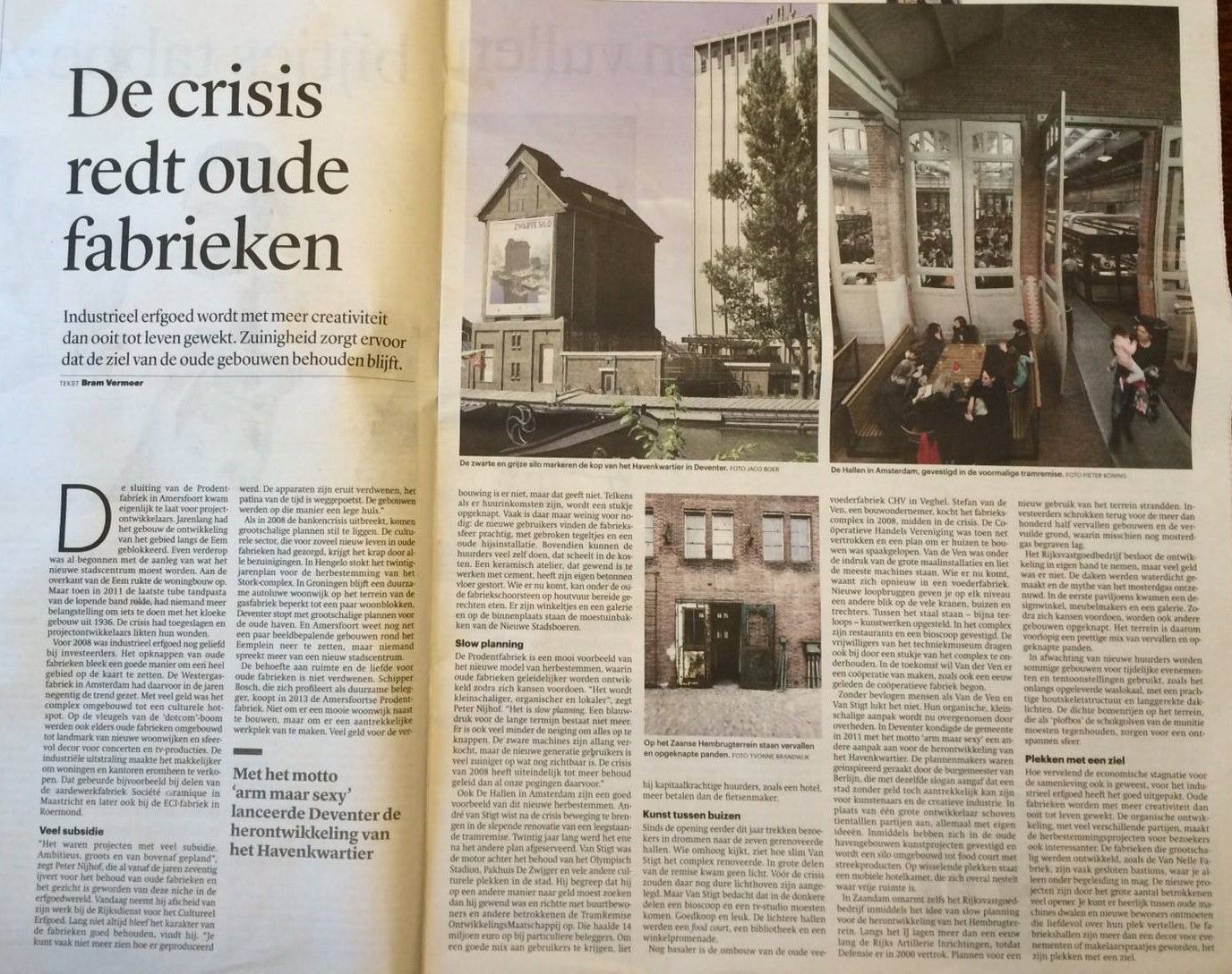 Artikel Trouw ''De crisis red oude fabrieken''