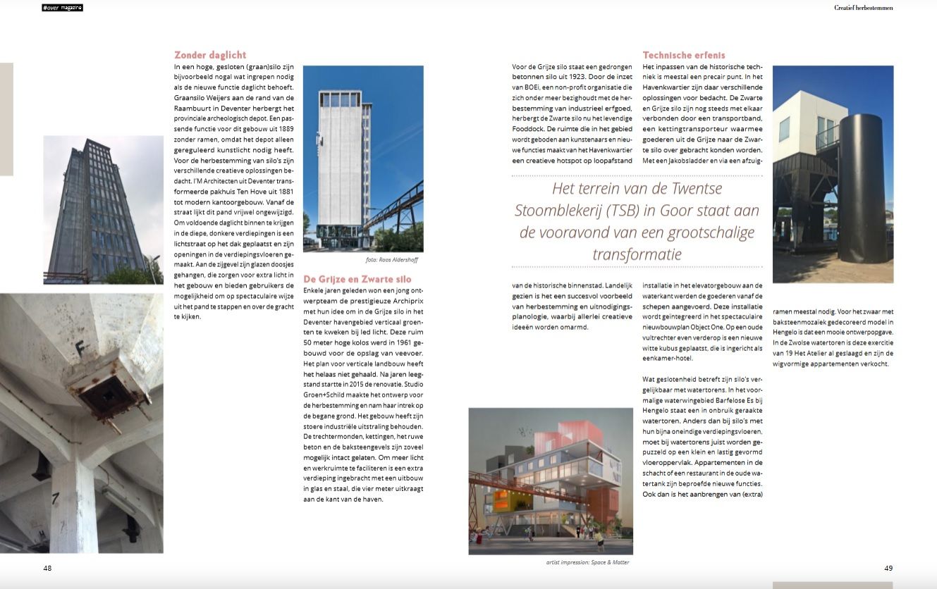 Aandacht voor creatief herbestemmen van de Grijze silo in magazine van Het Oversticht